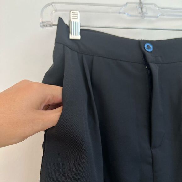 Black High Rise Elastic Back Straight Leg Boutique Trouser Pant Medium - Picture 6 of 8